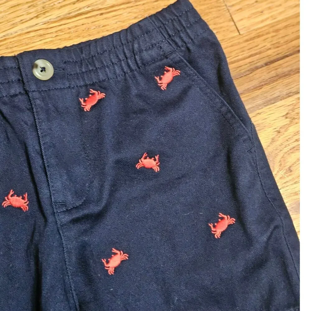 Ralph Lauren Navy Crab Embroidered Cotton Shorts NWT 24M